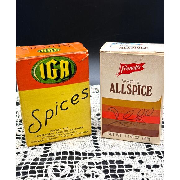 IGA Poppy Seed Spice Box 1970s with French’s Allspice Box 1980s Kitschy Decor - Picture 1 of 11